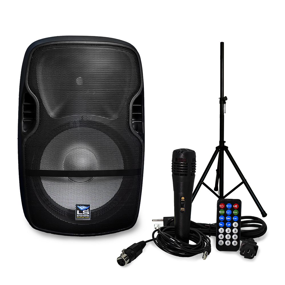 COMBO BOCINA MIC/PEDESTAL ACTIVA LS SYSTEMS 15 LED